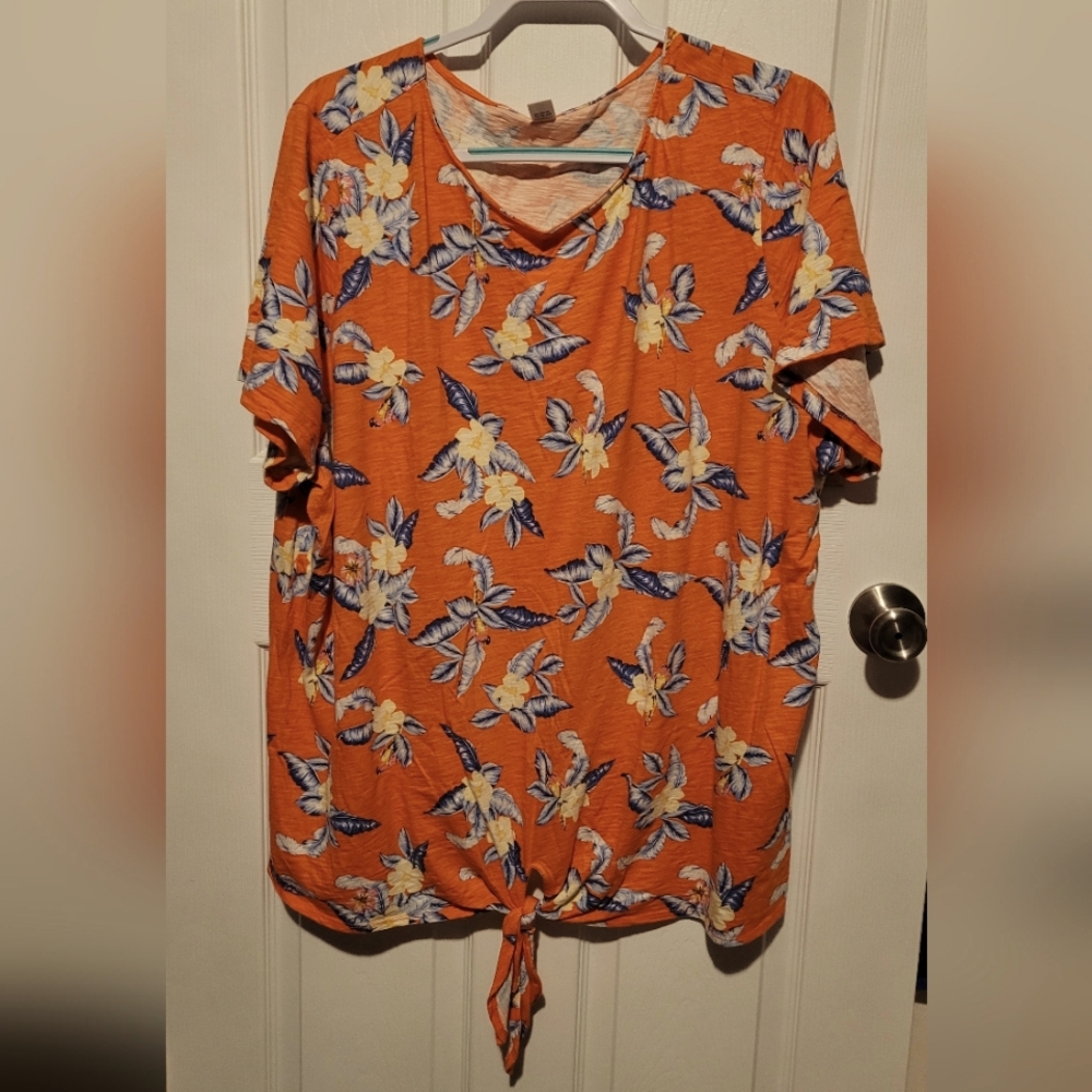 Old Navy tropical knotted hem tee 3x